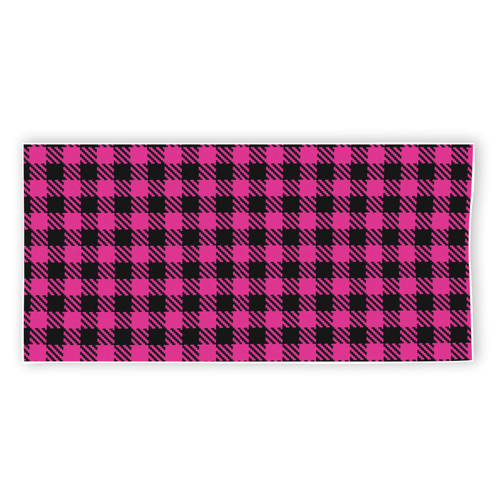 Hot Pink Buffalo Plaid Print Beach Towel