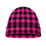 Hot Pink Buffalo Plaid Print Beanie