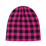 Hot Pink Buffalo Plaid Print Beanie