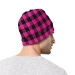 Hot Pink Buffalo Plaid Print Beanie