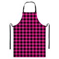 Hot Pink Buffalo Plaid Print Bib Apron With Pocket
