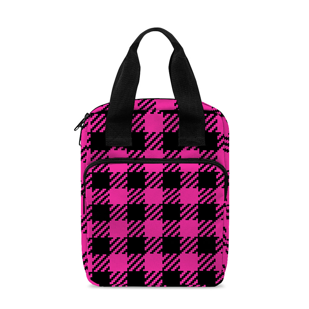 Hot Pink Buffalo Plaid Print Bible Tote Bag