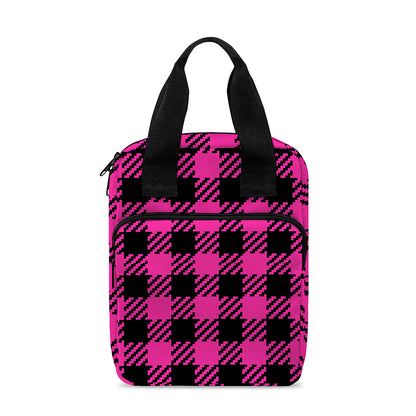 Hot Pink Buffalo Plaid Print Bible Tote Bag