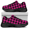Hot Pink Buffalo Plaid Print Black Chunky Shoes