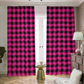 Hot Pink Buffalo Plaid Print Dimout Pencil Pleat Curtains