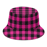 Hot Pink Buffalo Plaid Print Bucket Hat