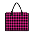 Hot Pink Buffalo Plaid Print Canvas Tote Bag