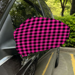 Hot Pink Buffalo Plaid Print Car Side Mirror Covers