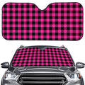 Hot Pink Buffalo Plaid Print Car Windshield Sun Shade