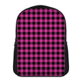 Hot Pink Buffalo Plaid Print Casual Backpack