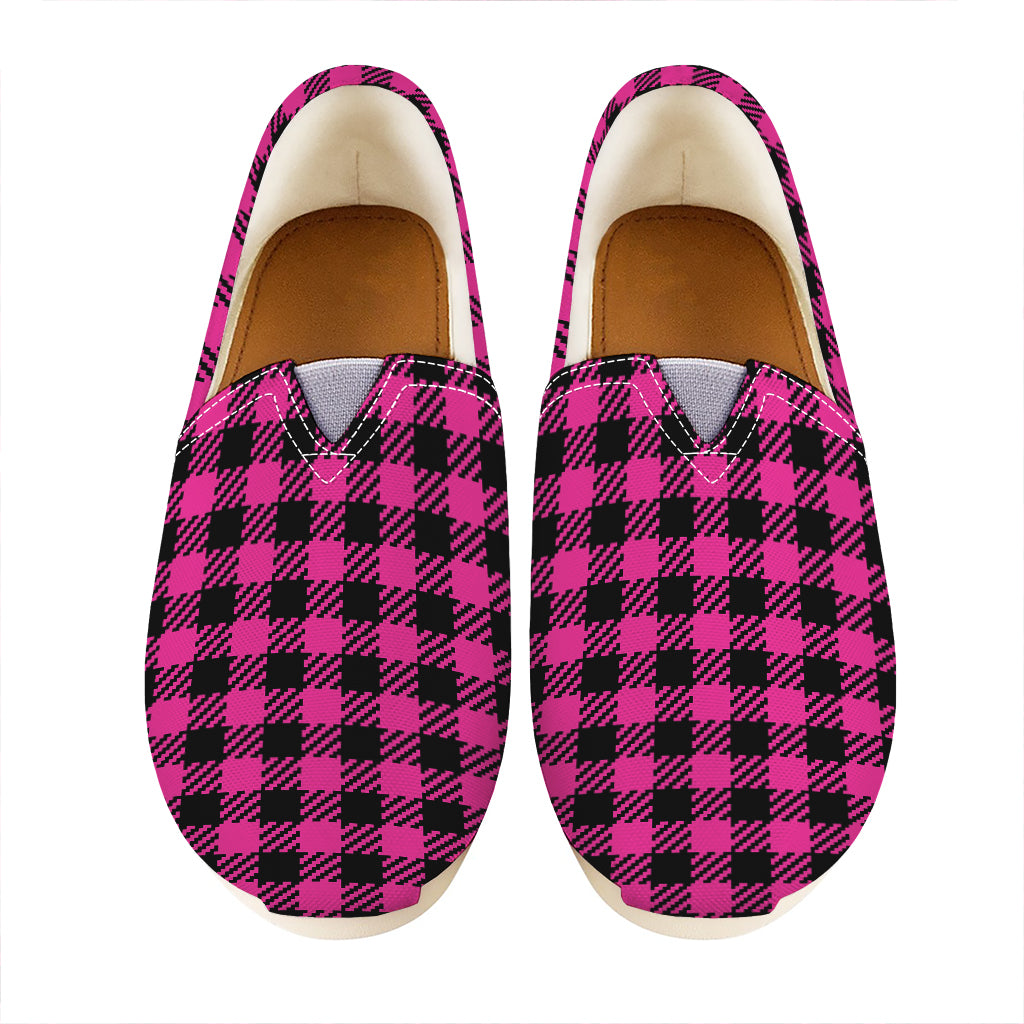 Hot Pink Buffalo Plaid Print Casual Shoes