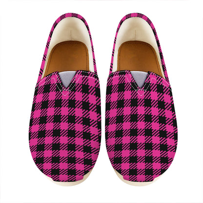 Hot Pink Buffalo Plaid Print Casual Shoes