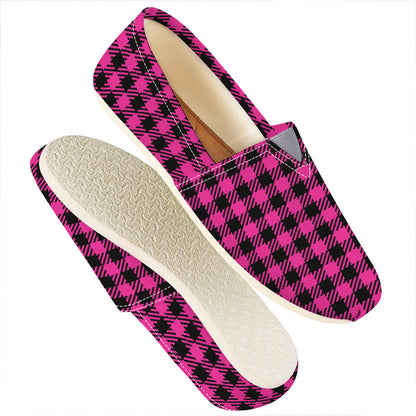 Hot Pink Buffalo Plaid Print Casual Shoes