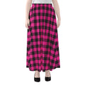 Hot Pink Buffalo Plaid Print Chiffon Maxi Skirt