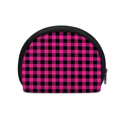 Hot Pink Buffalo Plaid Print Coin Purse