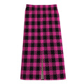 Hot Pink Buffalo Plaid Print Cotton Front Slit Maxi Skirt