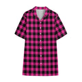 Hot Pink Buffalo Plaid Print Cotton Hawaiian Shirt