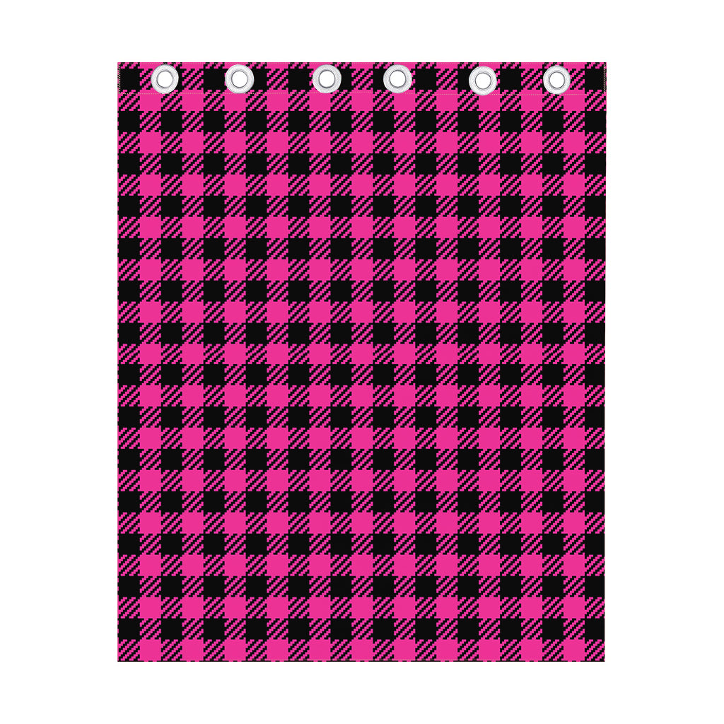 Hot Pink Buffalo Plaid Print Curtain