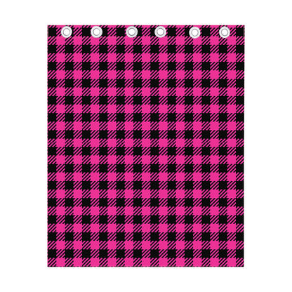 Hot Pink Buffalo Plaid Print Curtain