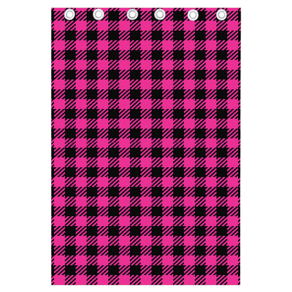 Hot Pink Buffalo Plaid Print Curtain
