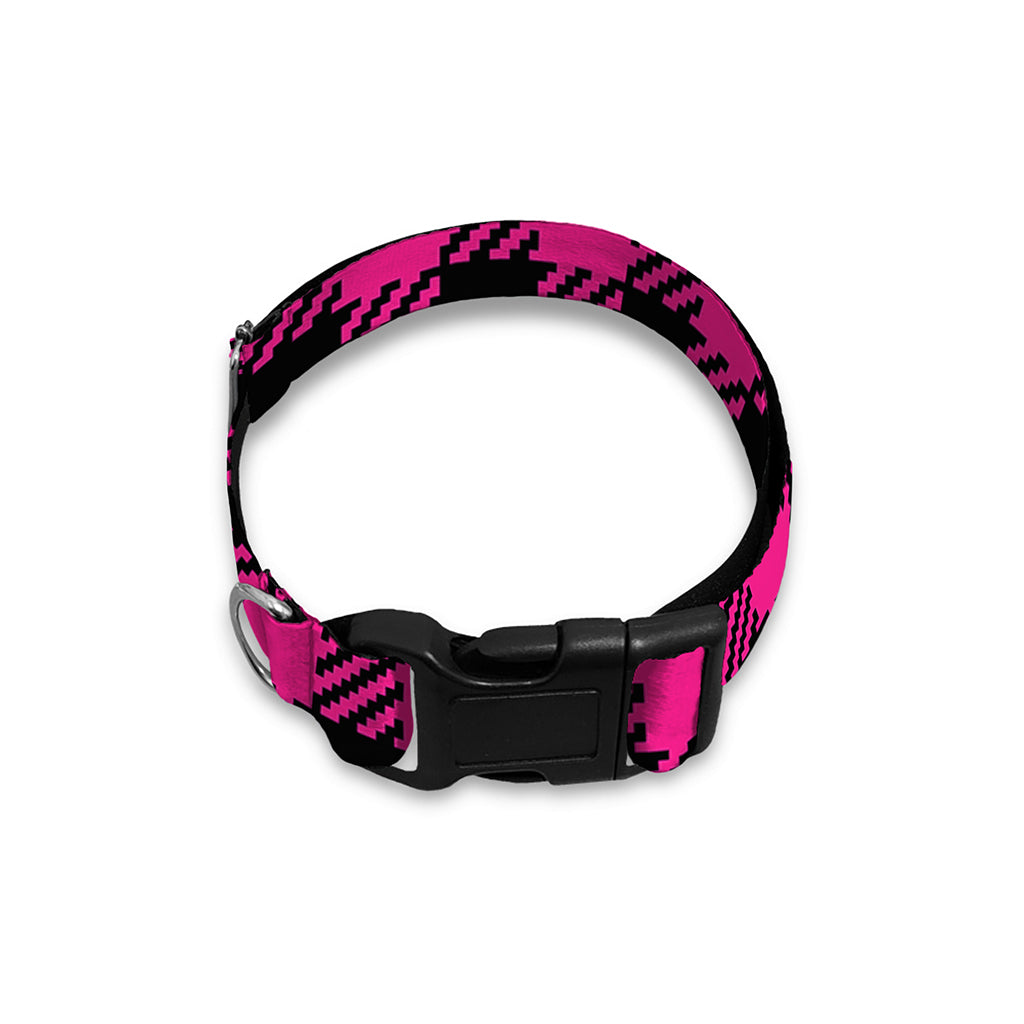 Hot Pink Buffalo Plaid Print Dog Collar