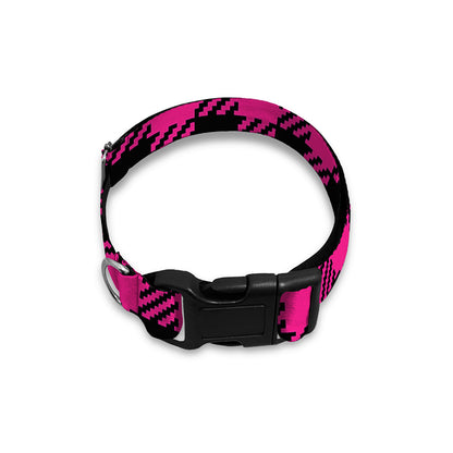 Hot Pink Buffalo Plaid Print Dog Collar