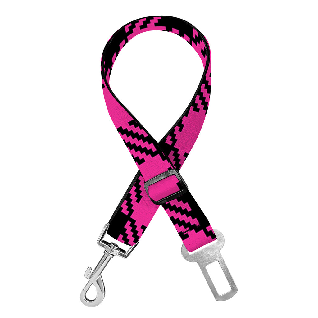 Hot Pink Buffalo Plaid Print Dog Seat Belt