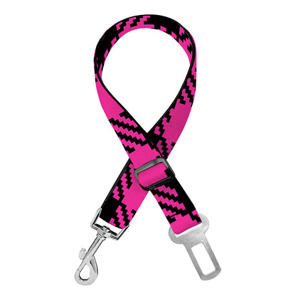 Hot Pink Buffalo Plaid Print Dog Seat Belt
