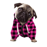 Hot Pink Buffalo Plaid Print Dog Zip Up Hoodie