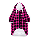 Hot Pink Buffalo Plaid Print Dog Zip Up Hoodie