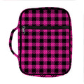 Hot Pink Buffalo Plaid Print Front Pocket Bible Bag