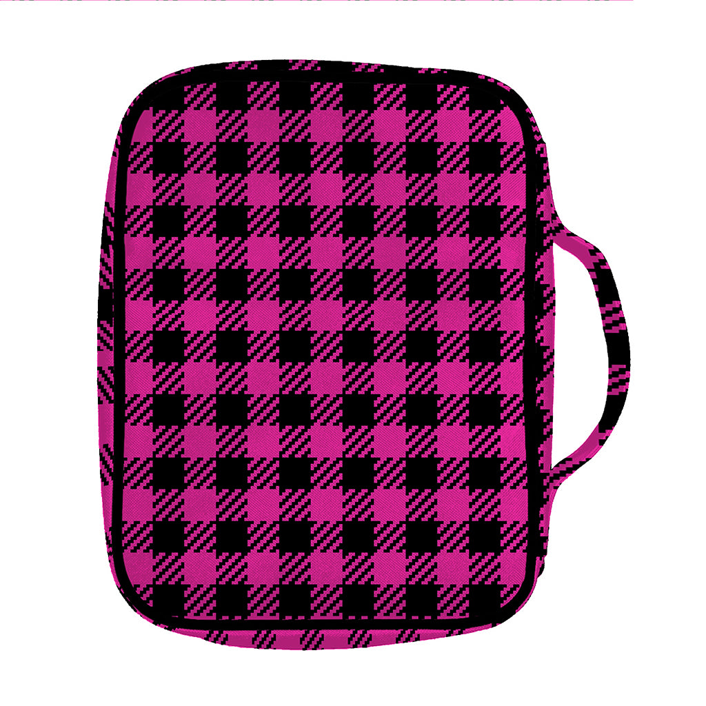 Hot Pink Buffalo Plaid Print Front Pocket Bible Bag