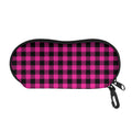 Hot Pink Buffalo Plaid Print Glasses Case