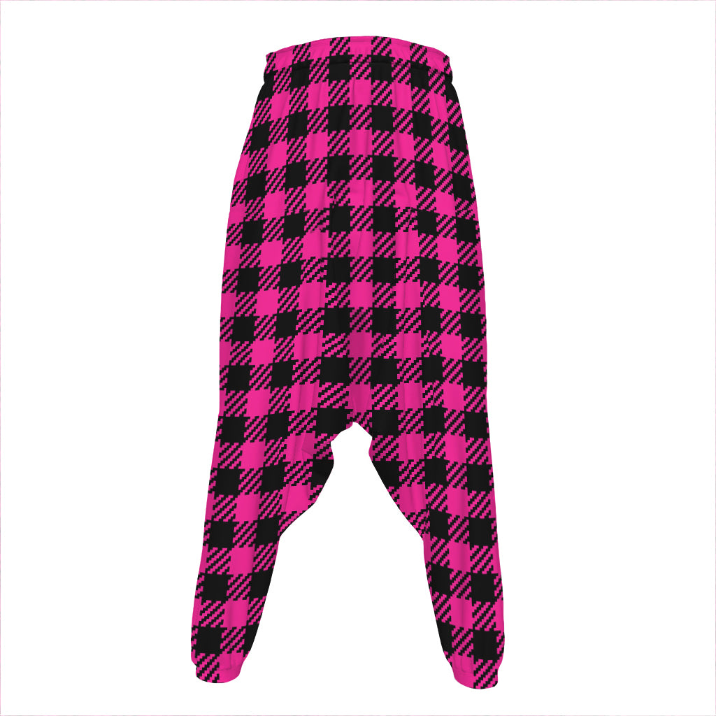 Hot Pink Buffalo Plaid Print Hammer Pants