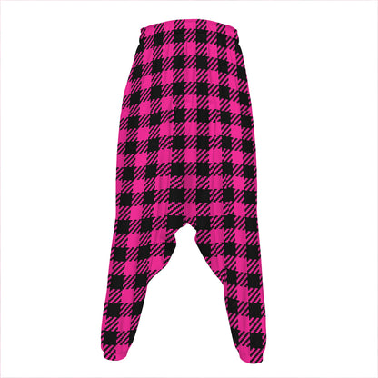 Hot Pink Buffalo Plaid Print Hammer Pants
