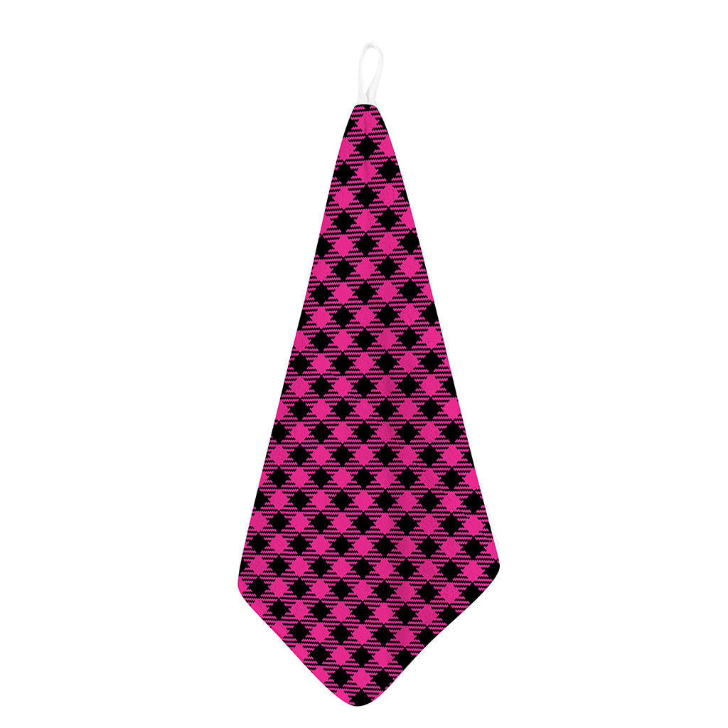 Hot Pink Buffalo Plaid Print Hand Towel