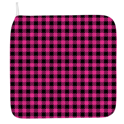 Hot Pink Buffalo Plaid Print Hand Towel