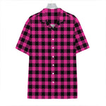 Hot Pink Buffalo Plaid Print Hawaiian Shirt