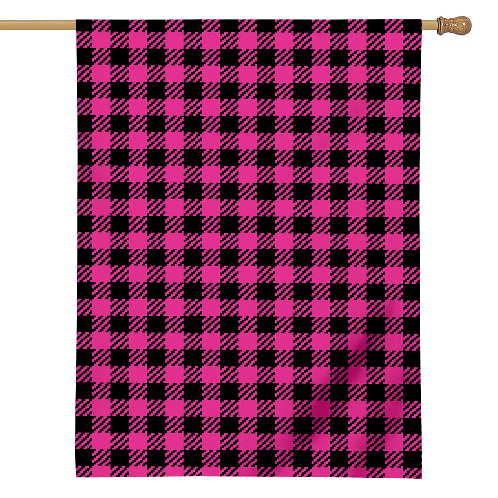 Hot Pink Buffalo Plaid Print House Flag