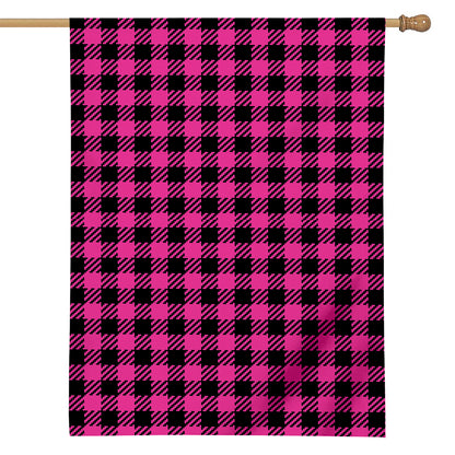 Hot Pink Buffalo Plaid Print House Flag