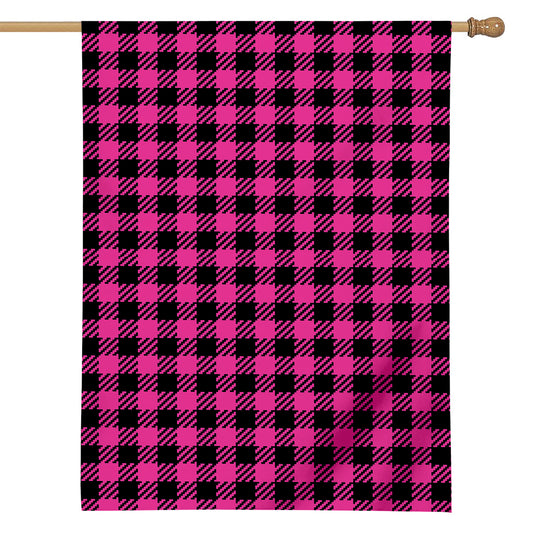 Hot Pink Buffalo Plaid Print House Flag