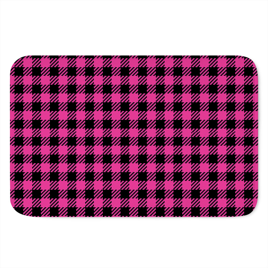 Hot Pink Buffalo Plaid Print Indoor Door Mat