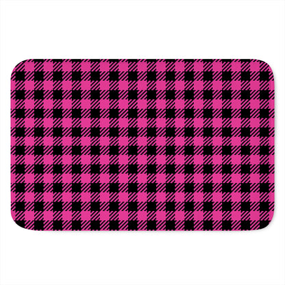 Hot Pink Buffalo Plaid Print Indoor Door Mat