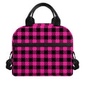 Hot Pink Buffalo Plaid Print Insulated Lunch Bag