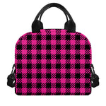 Hot Pink Buffalo Plaid Print Insulated Lunch Bag
