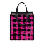 Hot Pink Buffalo Plaid Print Insulated Lunch Tote