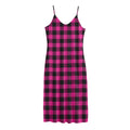 Hot Pink Buffalo Plaid Print Jersey Midi Cami Dress