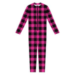 Hot Pink Buffalo Plaid Print Jumpsuit