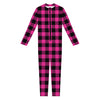 Hot Pink Buffalo Plaid Print Jumpsuit