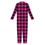 Hot Pink Buffalo Plaid Print Jumpsuit